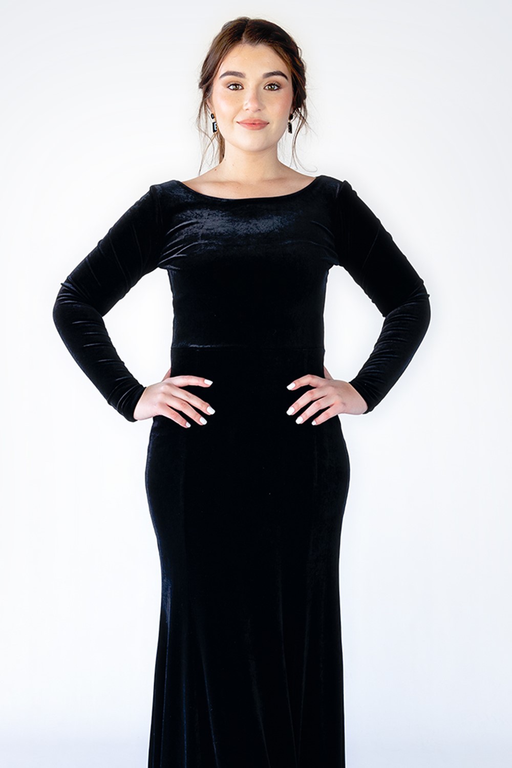 knee length dresses for ladies Duntery Bridesmaid Dress Long Sleeves Chiffon A-Line Maxi Dress, Cabernet